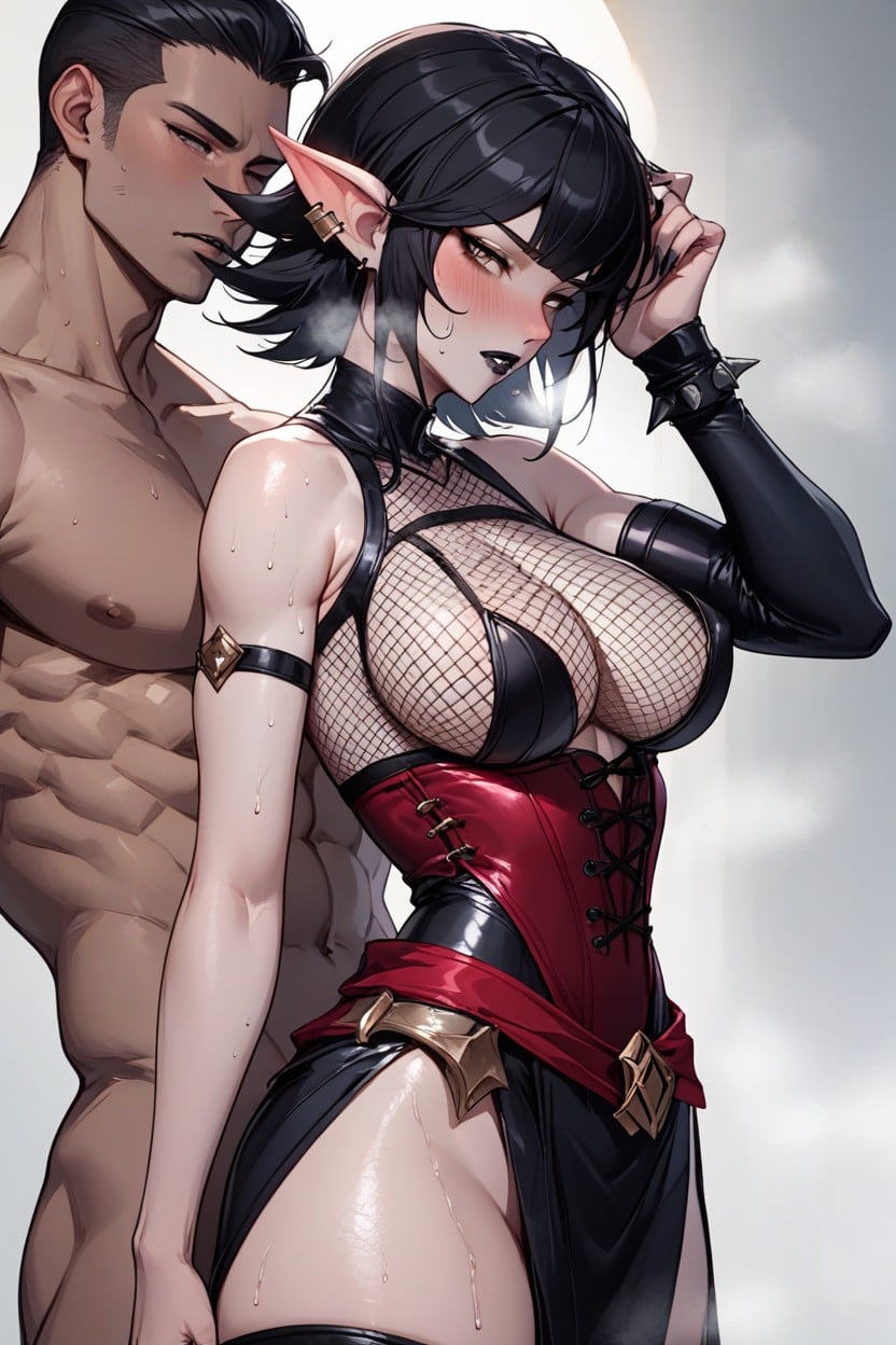 Front View, Black Hair, Pronebone Hentai AI Porn