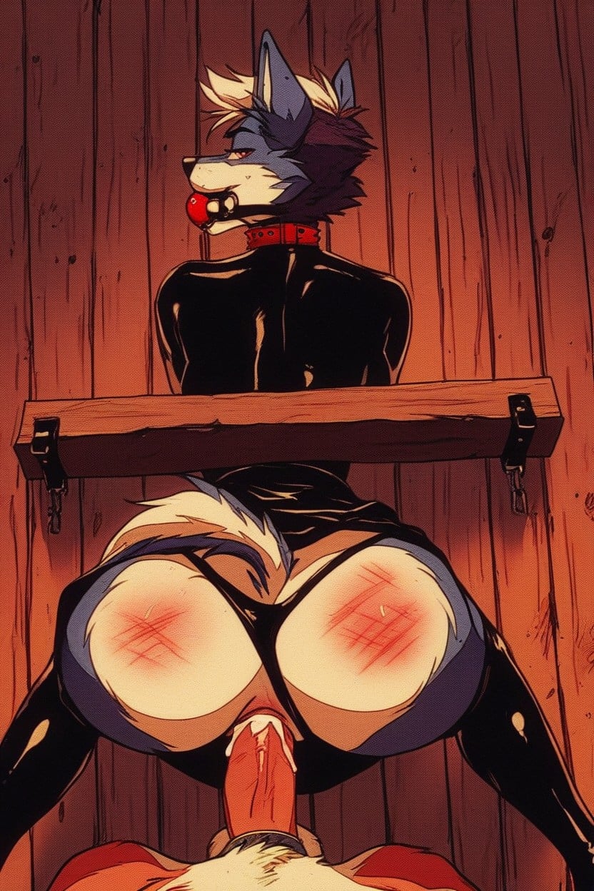 18+, Spreader Bar Restraints, Dungeon Furniture Furry AI Porn