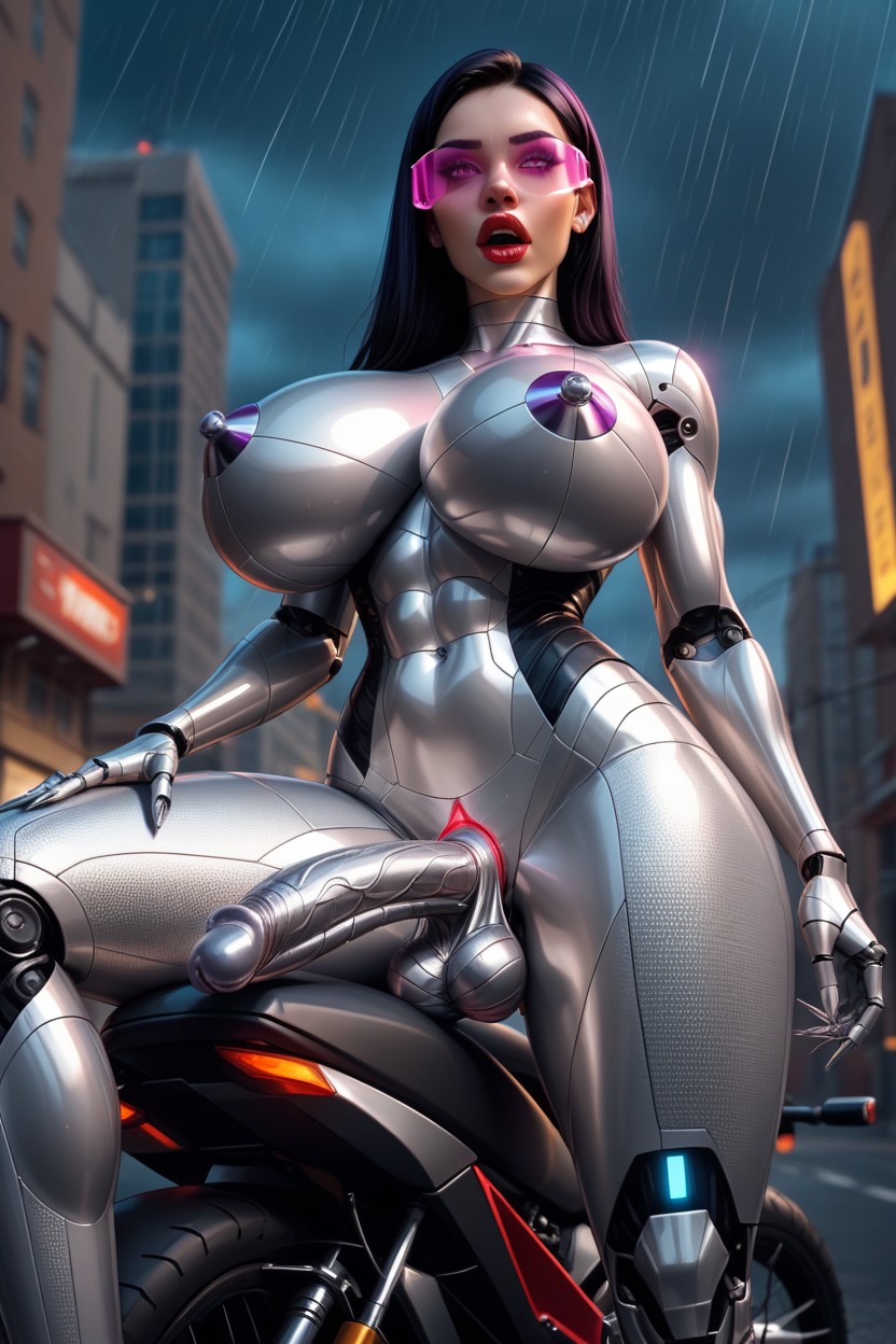 Erect Metallic Nipples, Platform High Heels, Glowing Eyes AI Porn