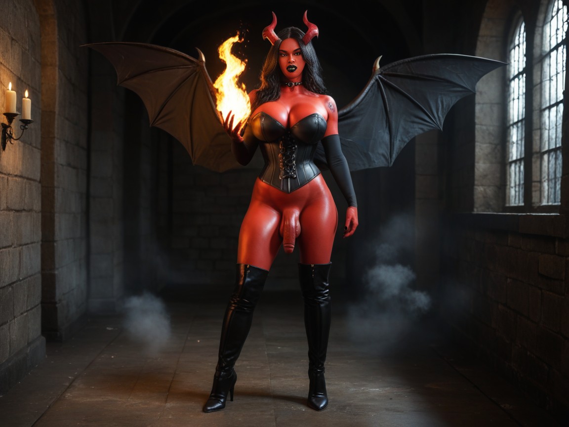 Black Nailpolish, Succubus, Wide Angel View Shemale AI Porn