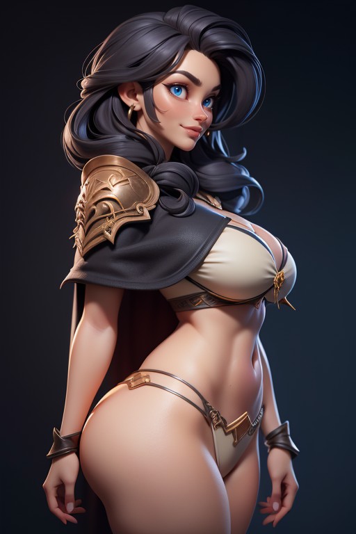 Blue Eyes, Standing Sideways, Side View Hentai AI Porn