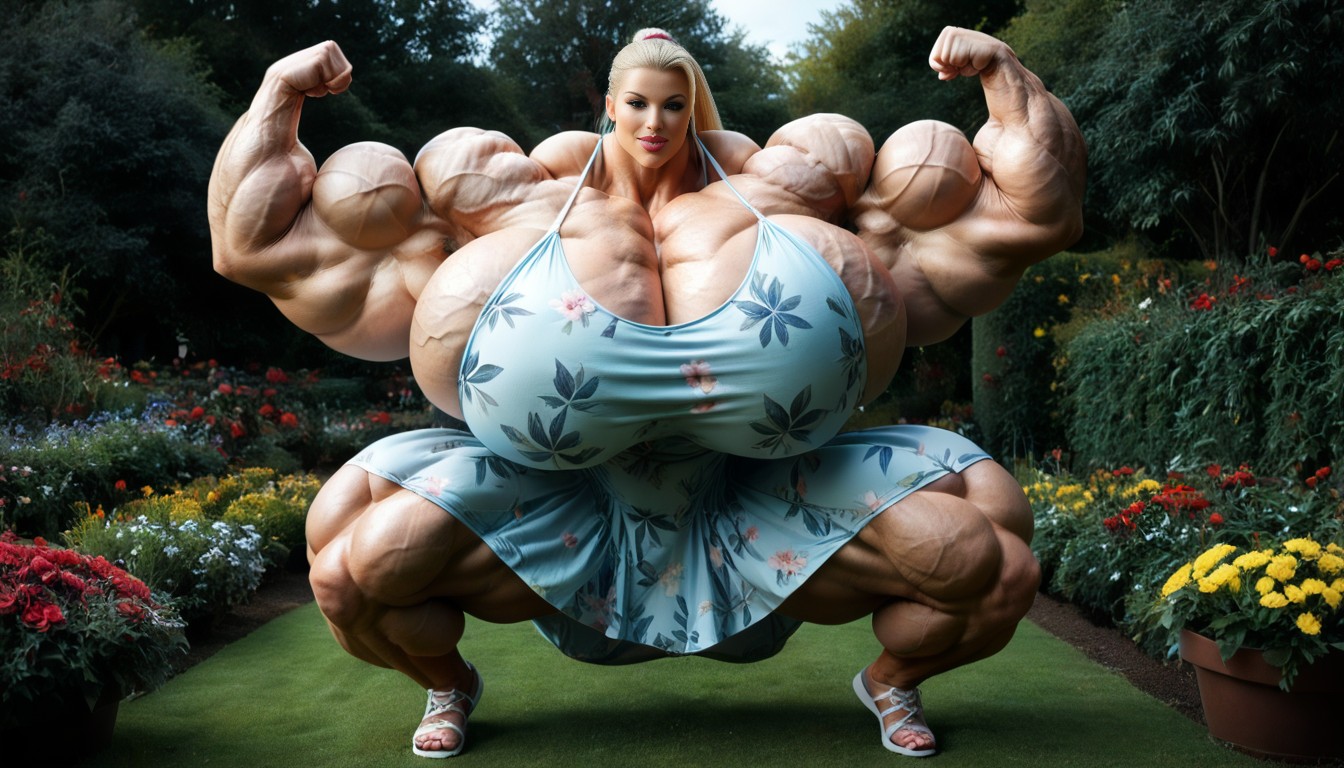 Hyper Gigantic Boobs, Sexy Posing, In Garden AI Porn
