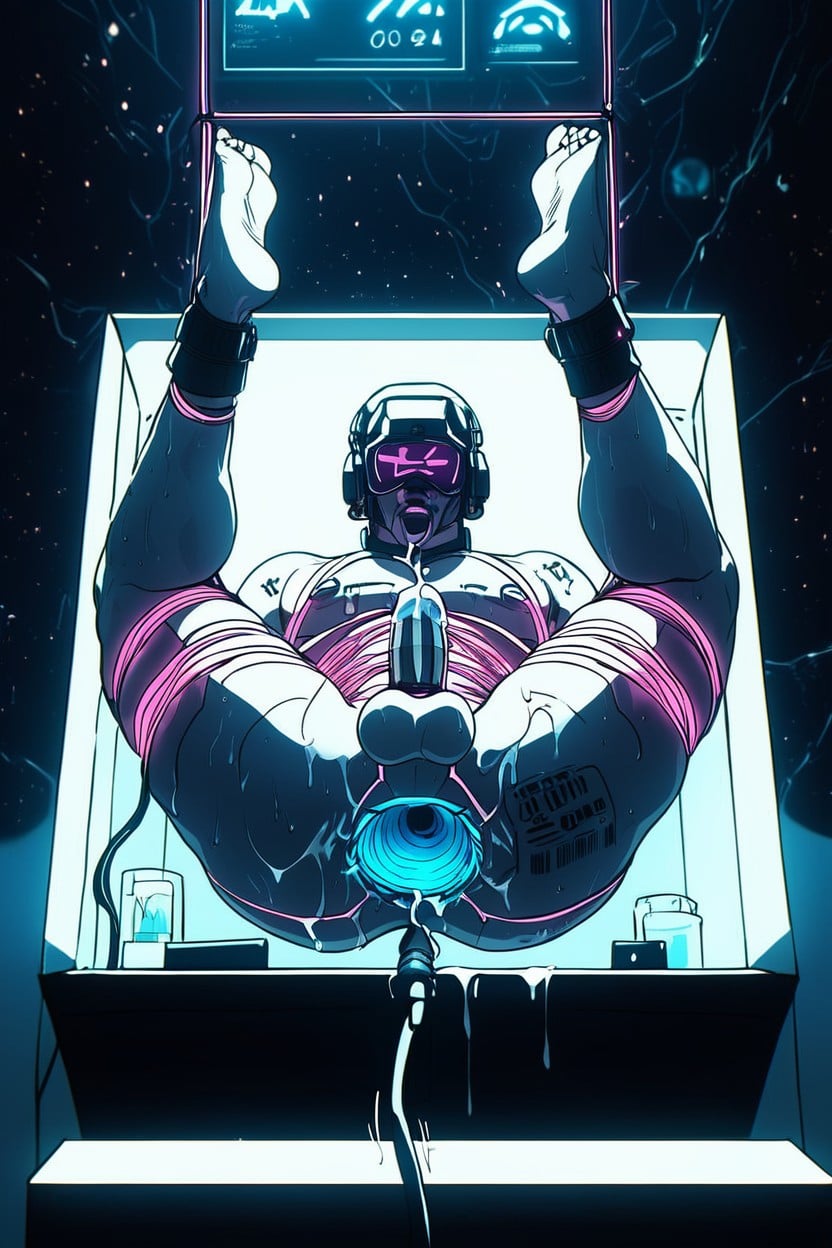 Legs Up, Glowing Parts, Dairy Plant Milking Machine AI Gay Porn