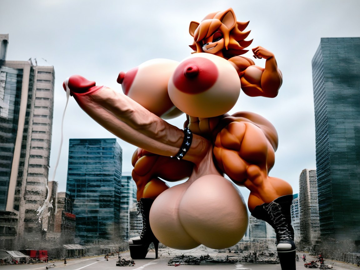 Huge Muscular Arms, Massive Fat Tits, Massive Testicles Furry AI Porn