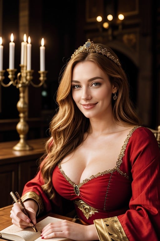 Blonde Hair, Smiling Mouth Open, Night AI Porn