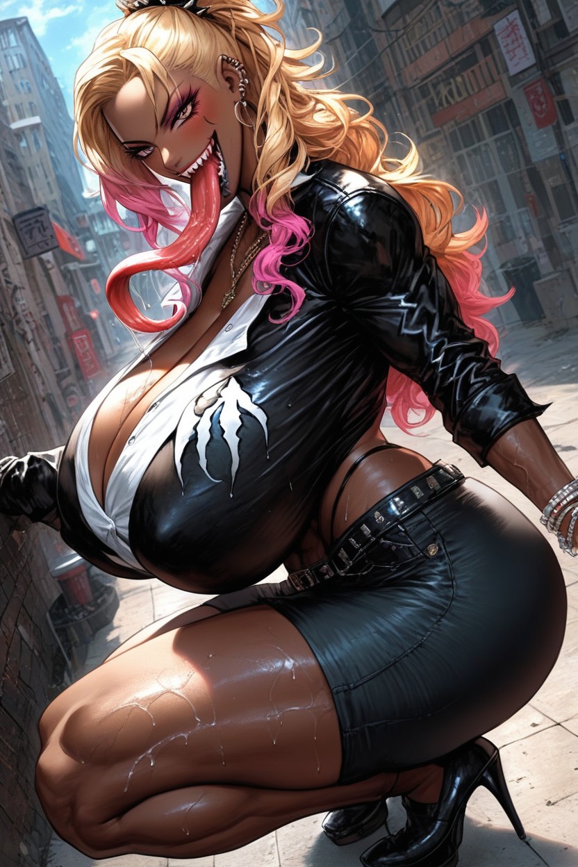 Tongue Out, Gyaru, Full Body Venom X AI Porn
