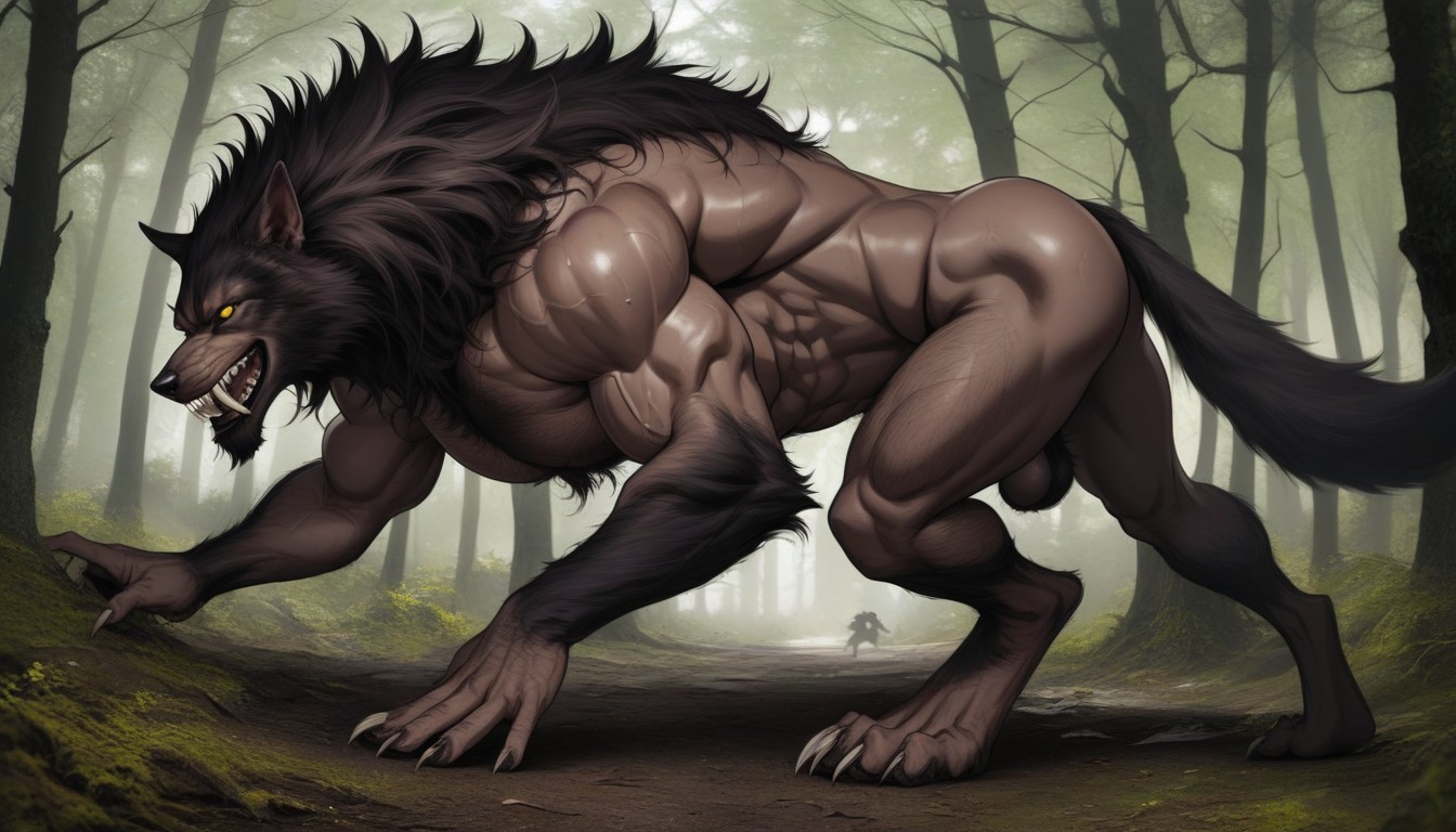 Rear View, Side View, A Like Werewolf AI Gay Porn