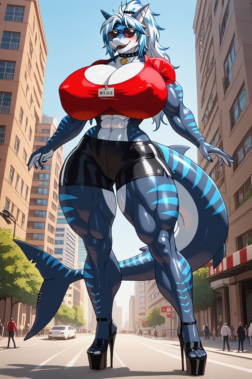 Nika Sharkeh Anthro, Yoga Shorts, Wasp Waist Furry AI Porn