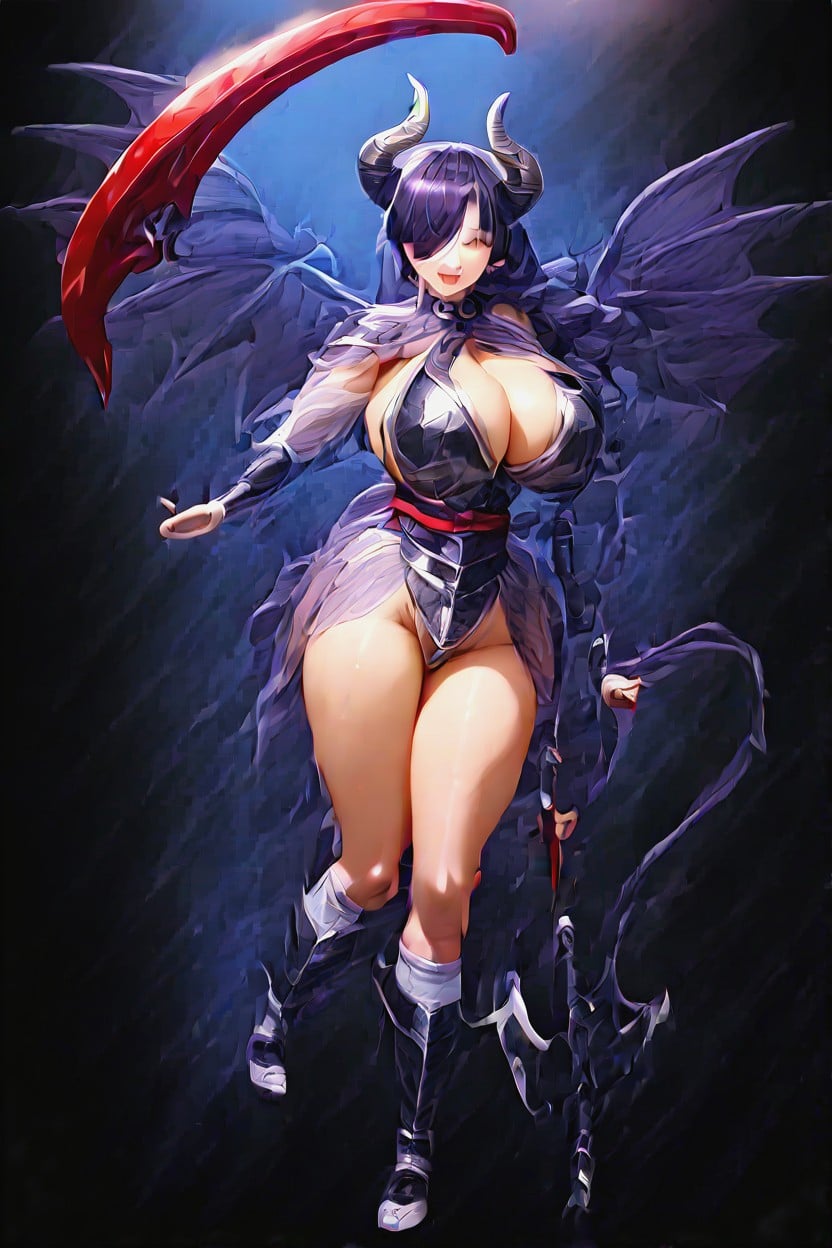 Wavy Hair, Hair Covering One Eye, Gold Armor Grieves Hentai AI Porn