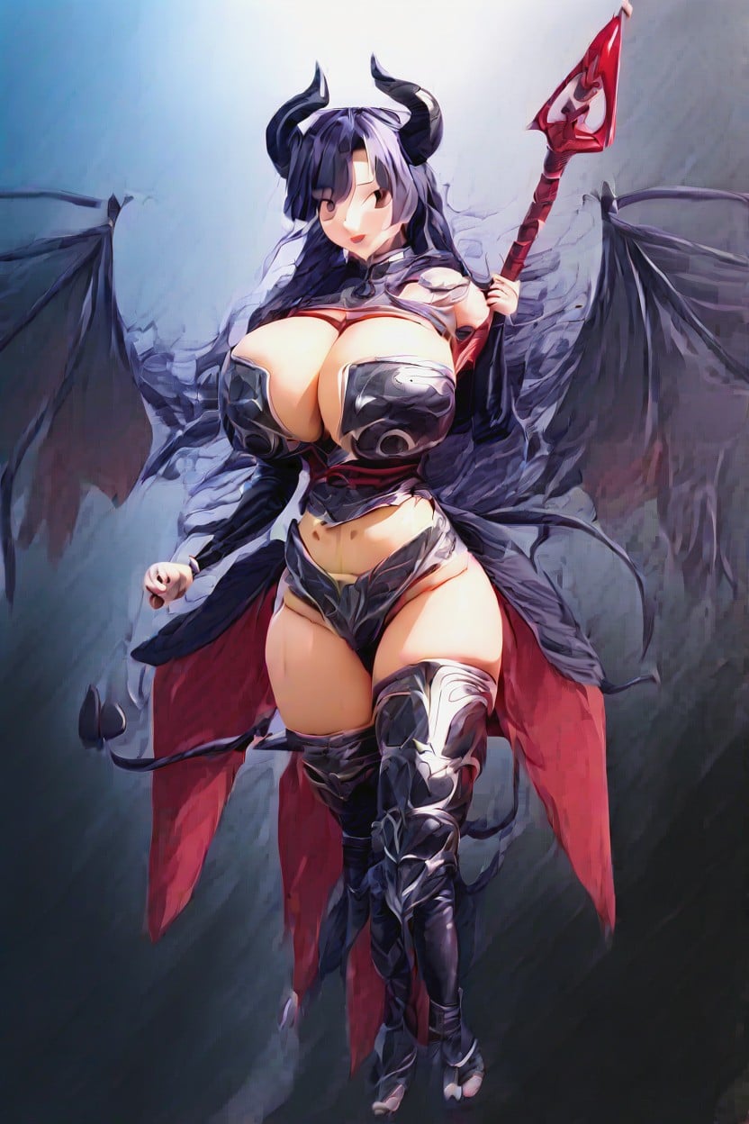 Huge Sexy Wings, Gold Gauntlets, Dark Red Sleeveless Turtleneck With Heart Cuthole Hentai AI Porn