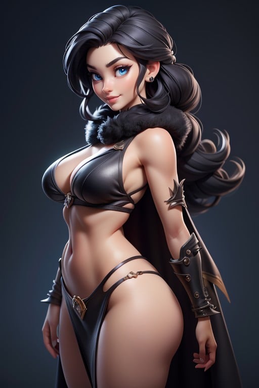 Curvy Hips, Black Fur Shoulder Mantle, Massive Ass Hentai AI Porn