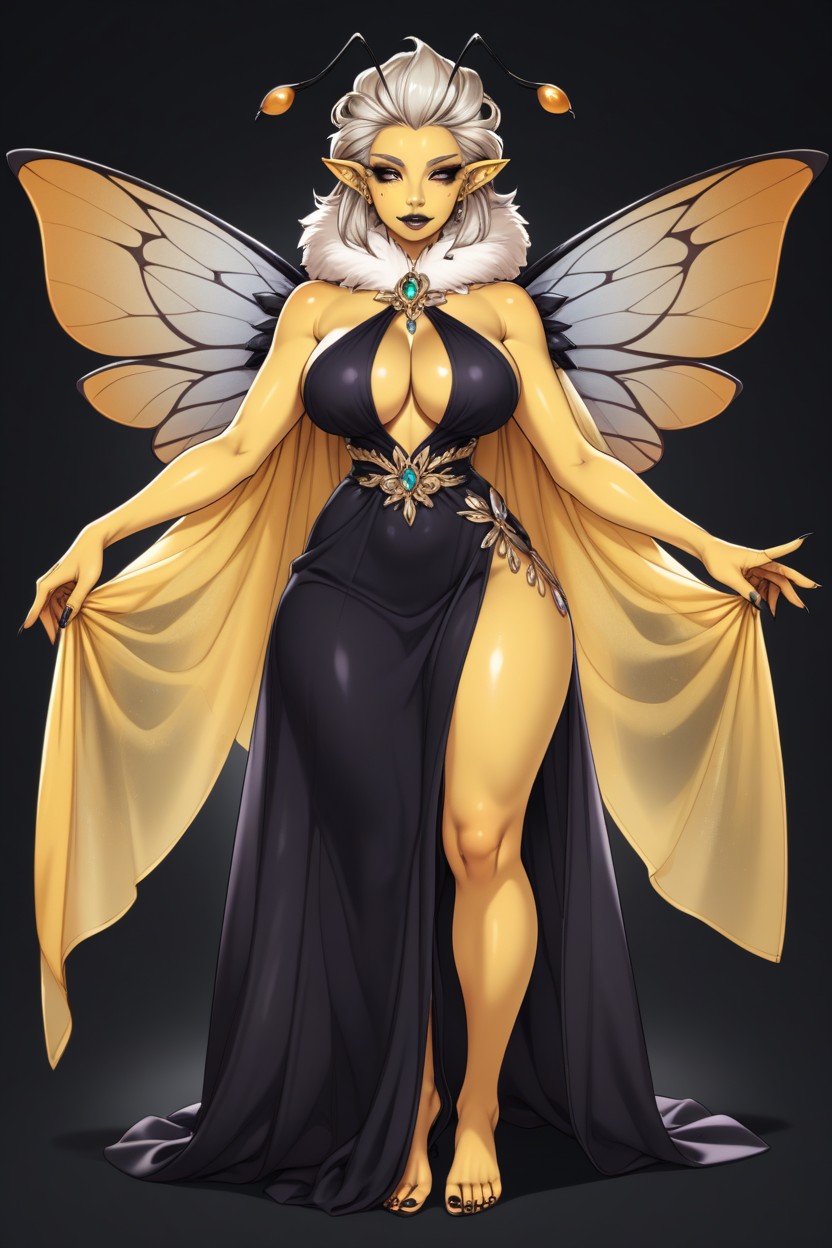 Soft Skin, Bright Golden Yellow Skin With Warm Orange Undertones, Backless Hentai AI Porn