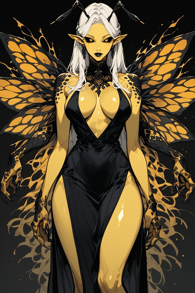 Plunge Halter Neck, Jointed Legs, Beautiful Neckline Height Meters Hentai AI Porn