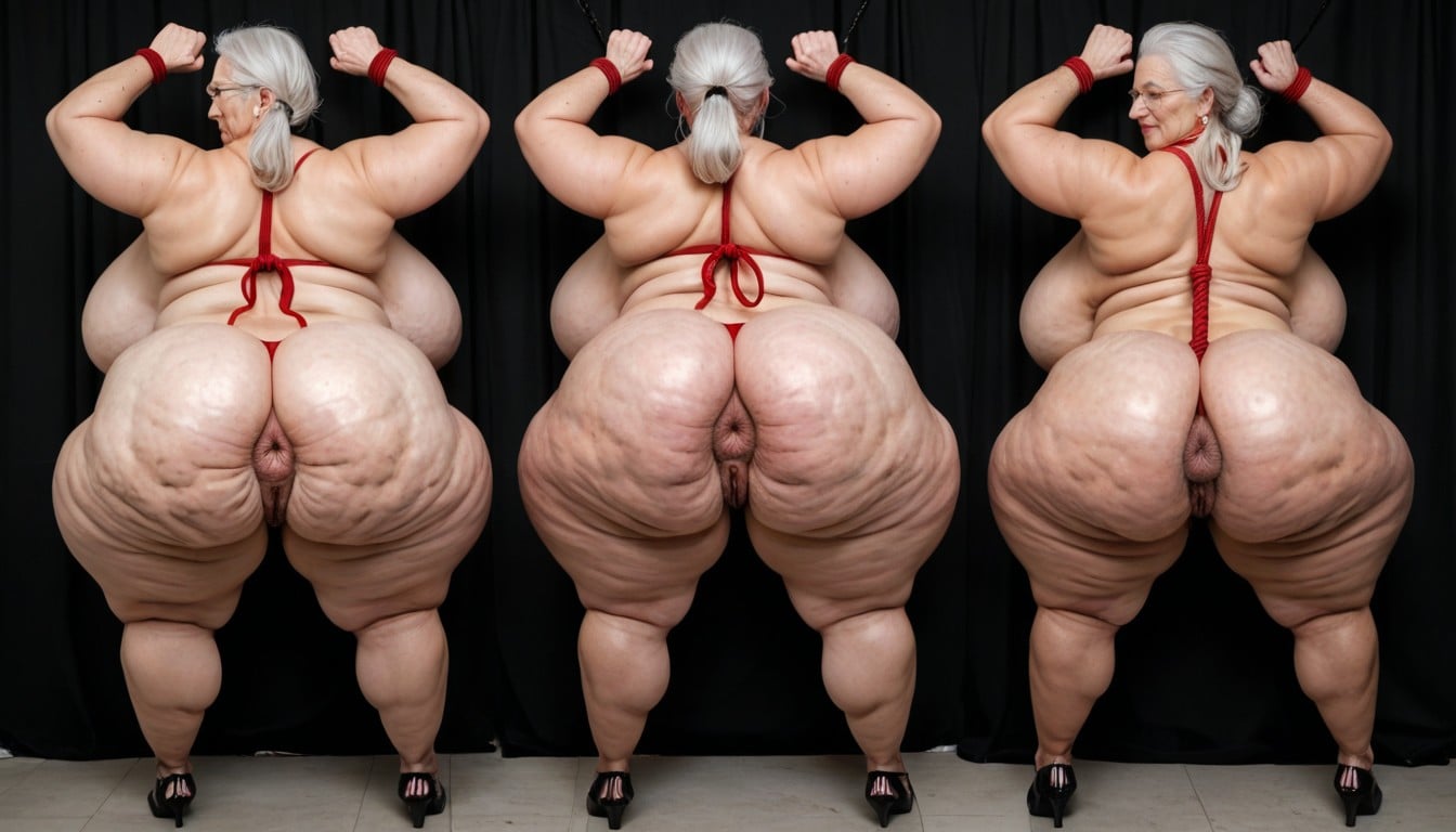 Wrinkled Face, Arms Up, Pet Pose BBW AI Porn
