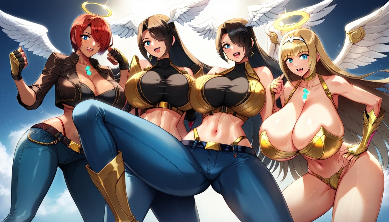 18+, "ángel From King Of Fighters", Multi Colored Hair Hentai AI Porn