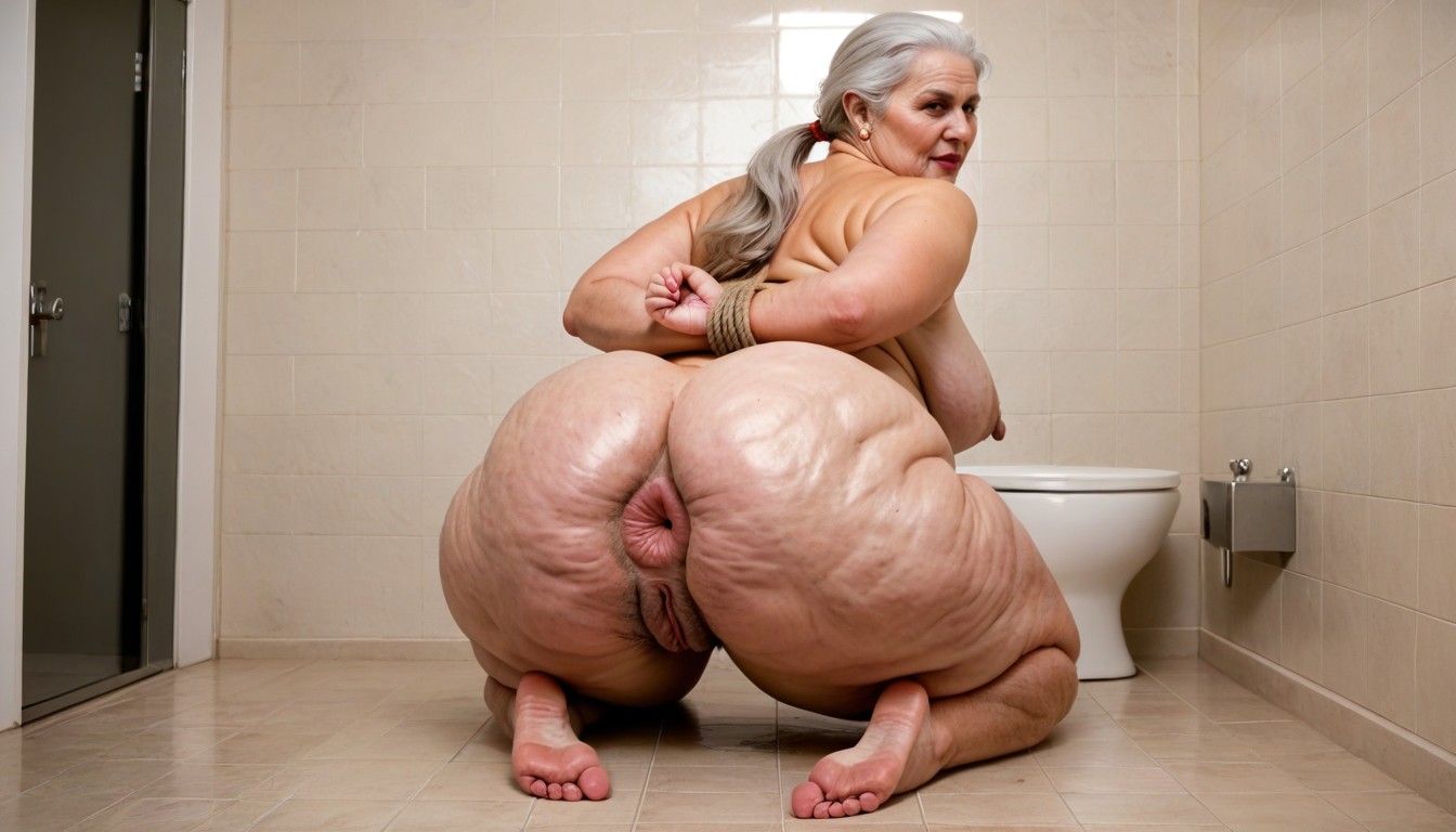 Saggy Tits, Full Body, Ash Ponytail Hair BBW AI Porn