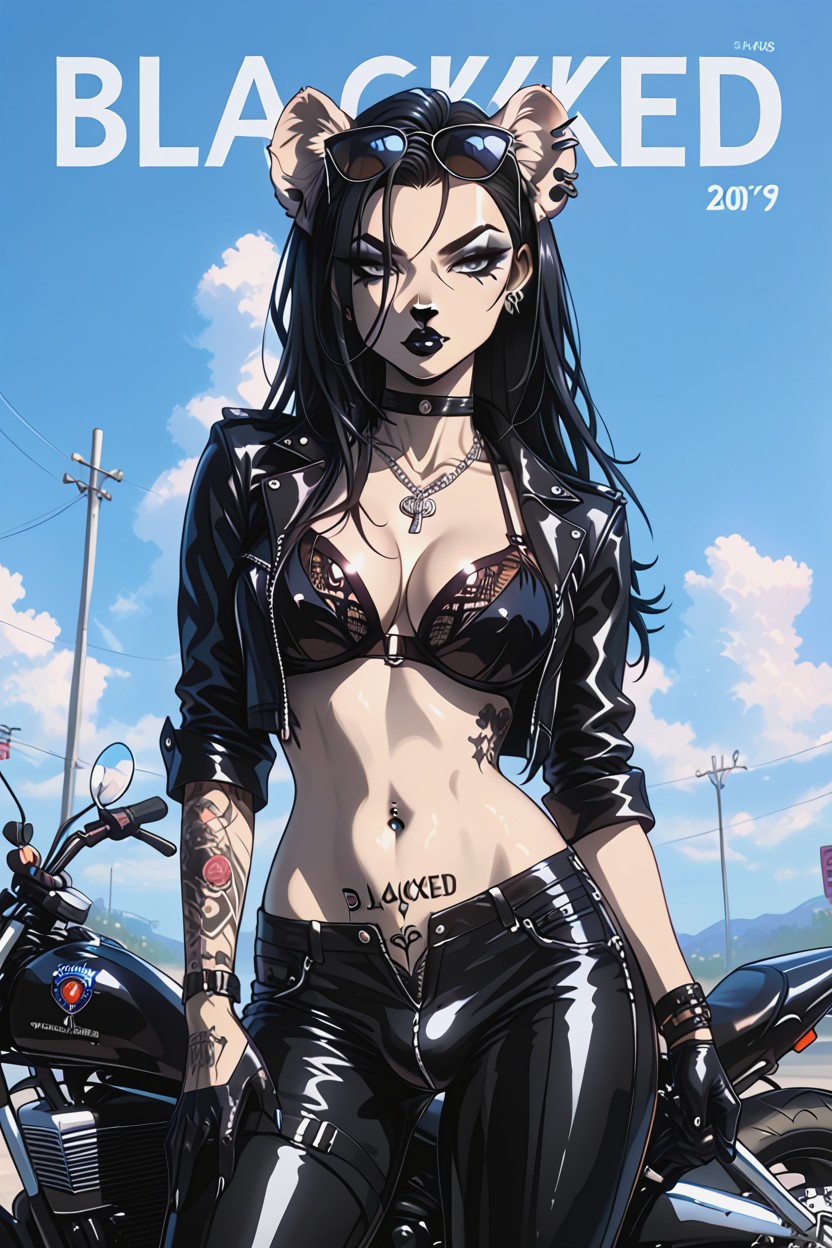 Ear Piercings, Hair Clip, Black Eyeliner Furry AI Porn