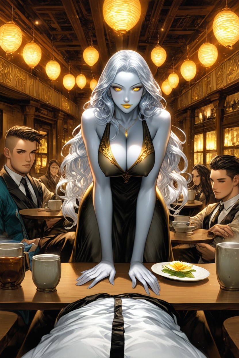 Cafe, Harem, Perfect Face Hentai AI Porn
