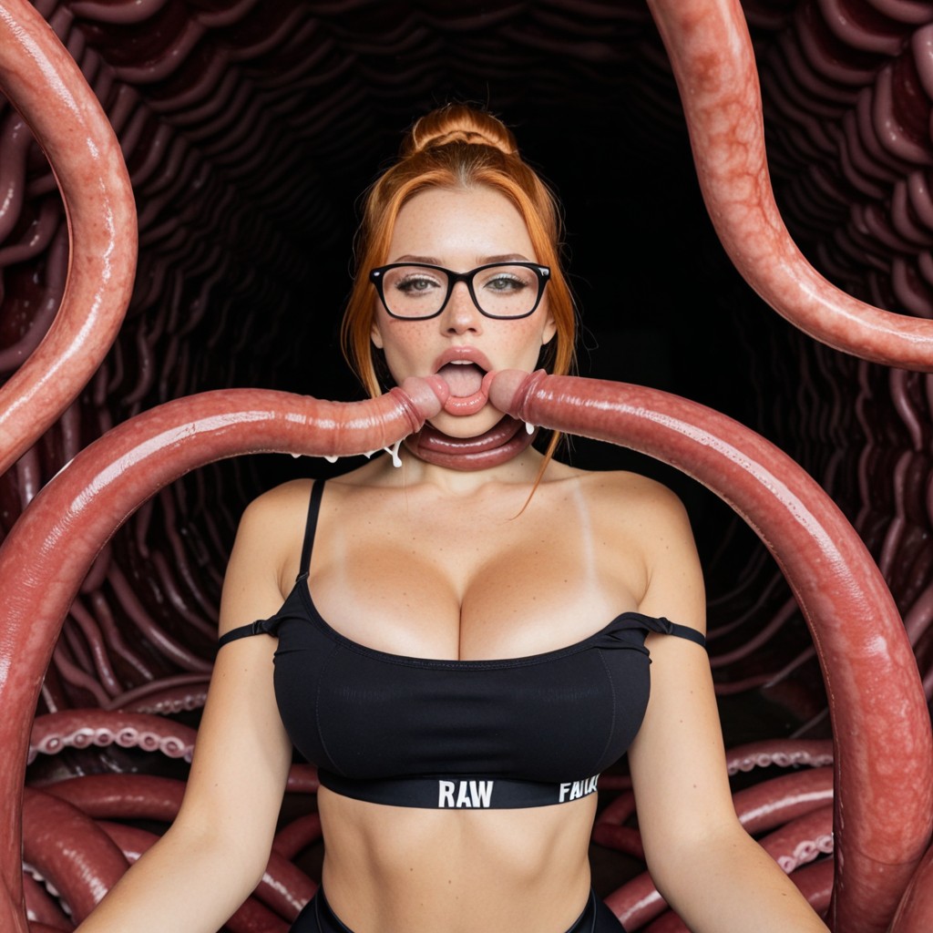 Arms Spread, Black Sports Bra, Tentacles AI Porn
