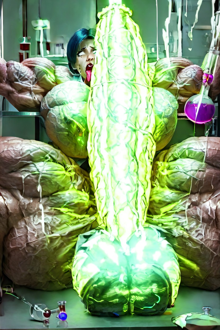 Exaggerated Prominent Veins All Over Body, Hyper Colossal Veiny Balls, Sweaty Shemale AI Porn