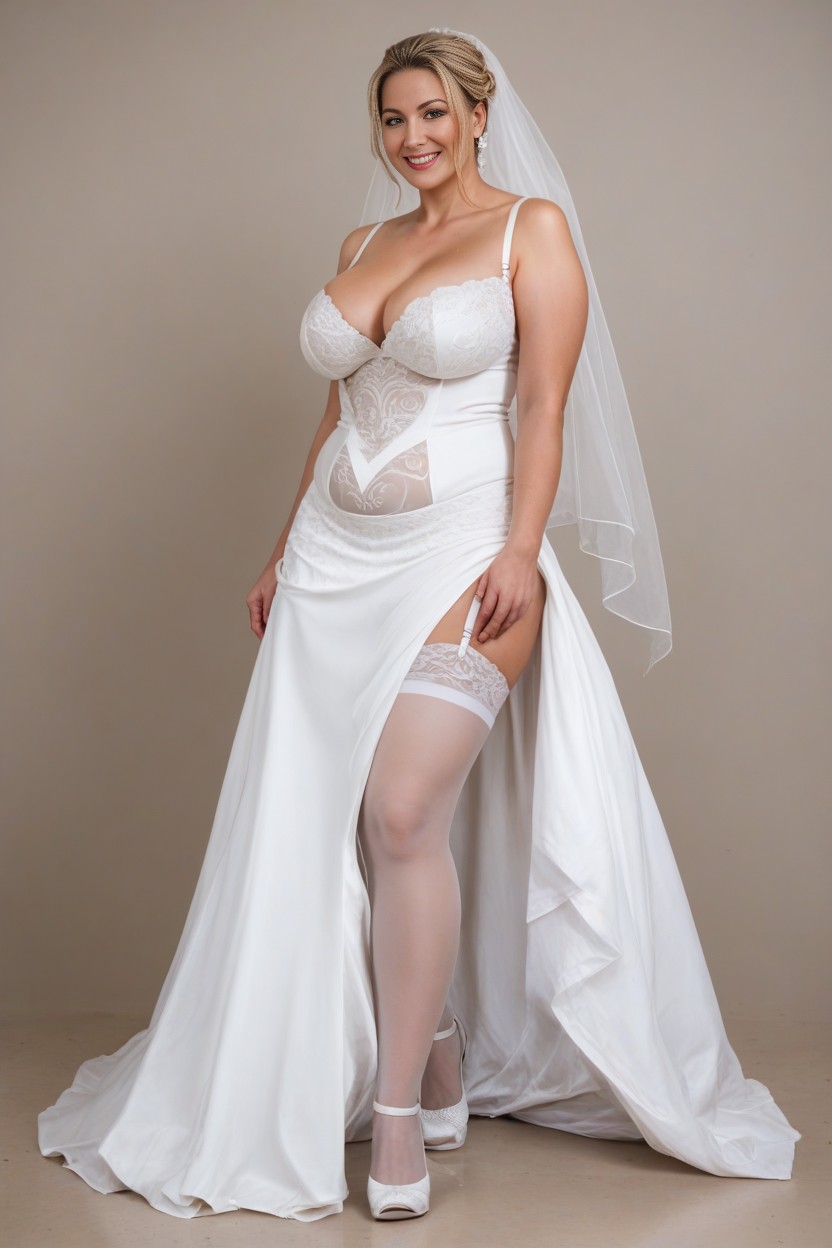 Wedding Dress, Fully Dressed, Garter Belt AI Porn