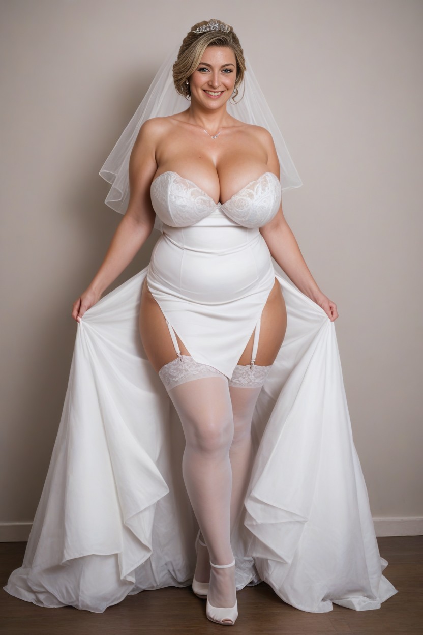 Fully Dressed, Nsfw, Blonde Bride AI Porn