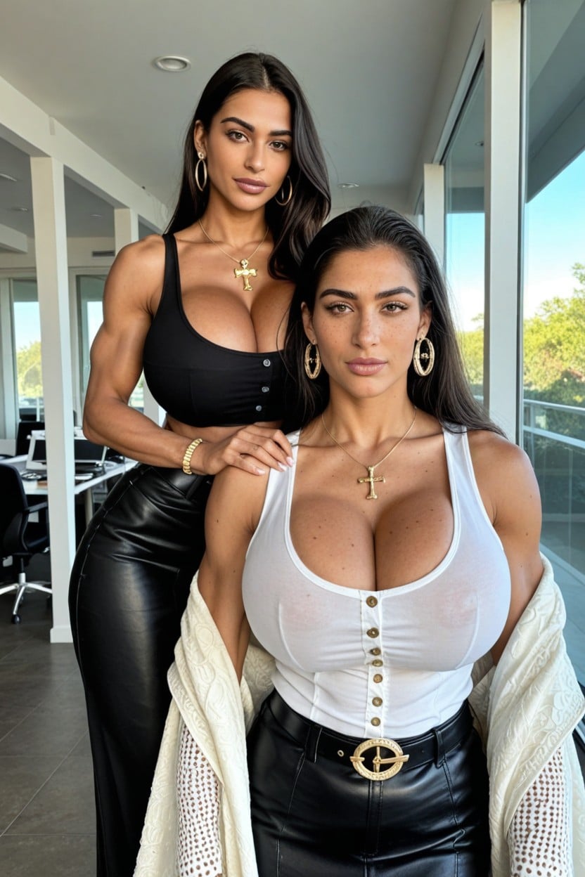 Long Length, Sweaty, Gold Cross Pendant Shemale AI Porn