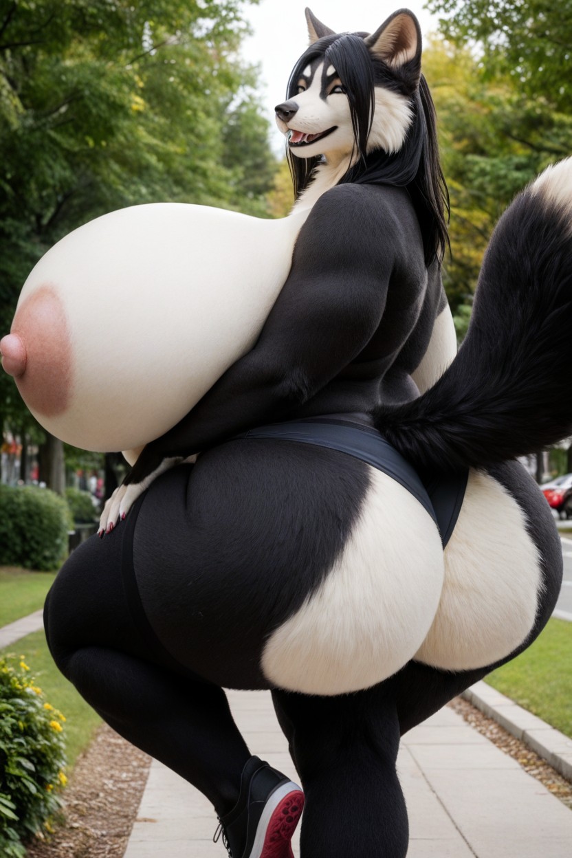 Thick Fluff, Black Hair, Anthro AI Porn