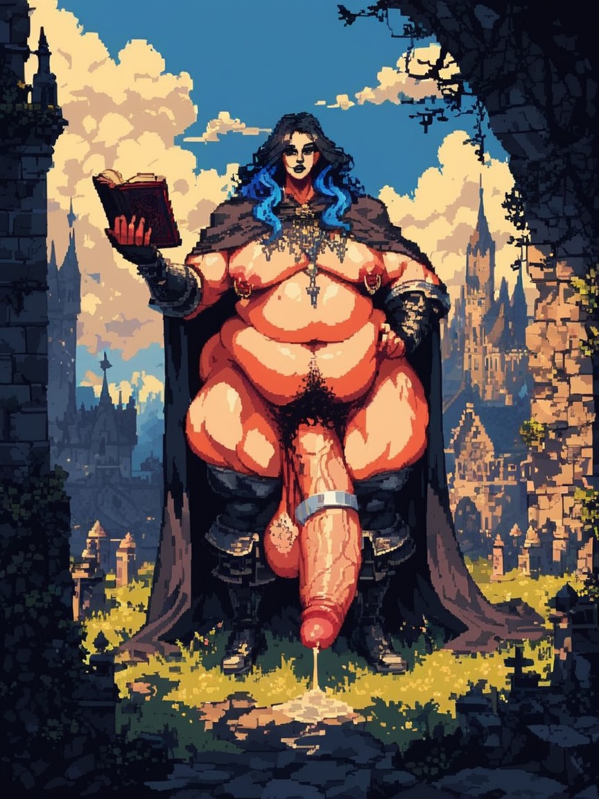 Absurdly Comically Long Hyper Penis, Excessive Precum, Beautiful Womanly Face AI Gay Porn