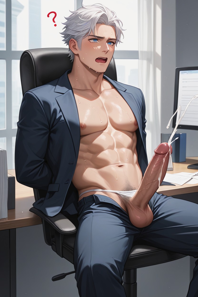 Yoai, Work Pants With Open Waist, Naturally Fluffy AI Gay Porn