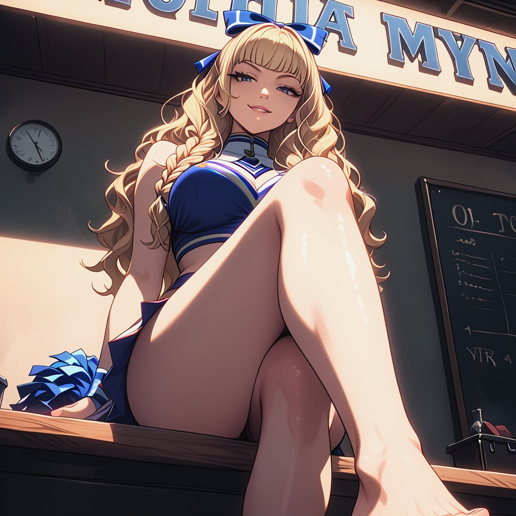 Blonde Hair, Thick Female, Below View Hentai AI Porn