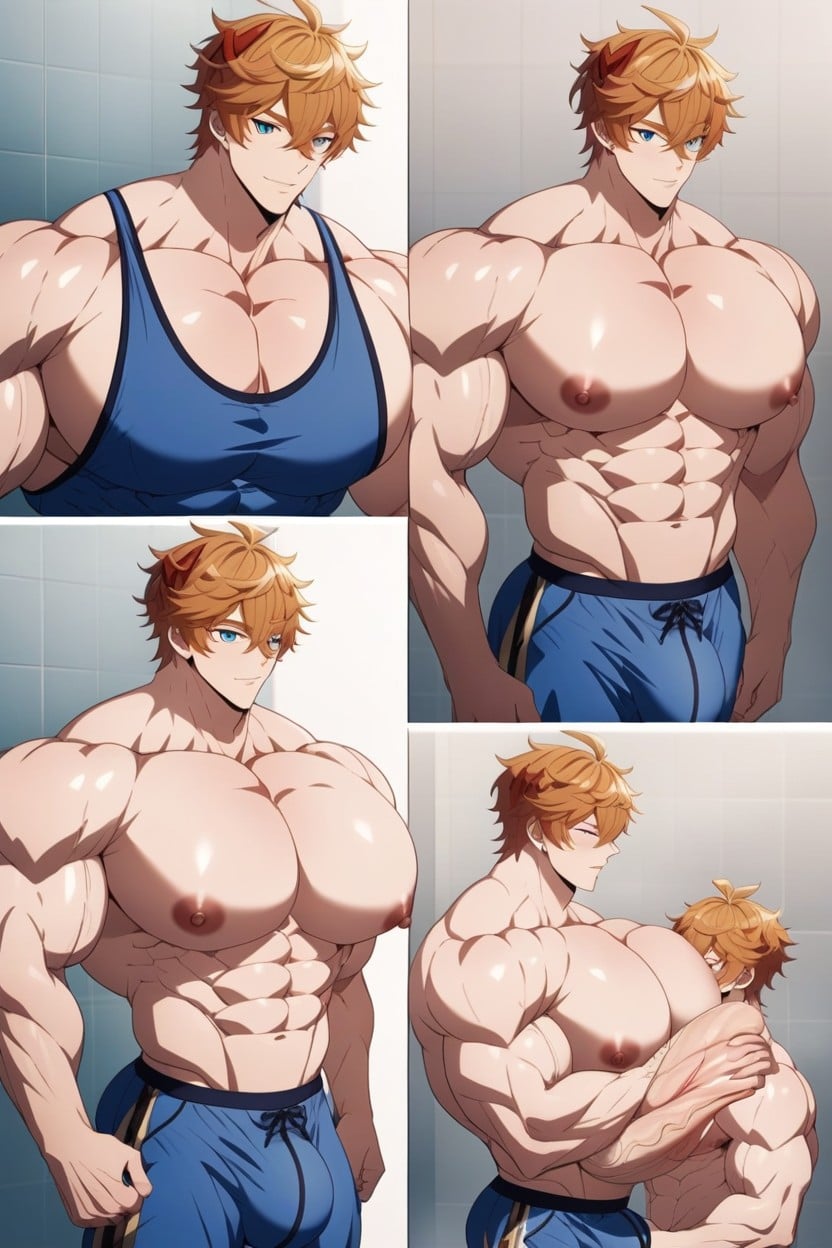 Massive Bulge, Fat Pecs, Gigantic Huge Cock AI Gay Porn