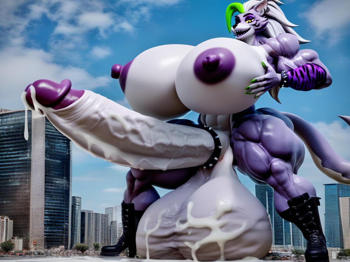 Standing, Hyper Muscle, Massive Huge Furry AI Porn