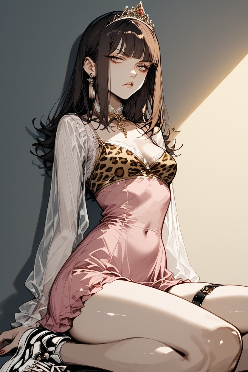 Glossy Eyes, Diagonally Arched Back, Brunette Hairstyle Hentai AI Porn