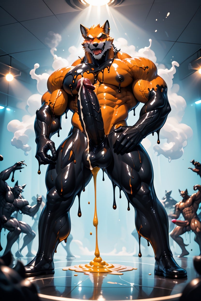 Jerking Off, Goo Dripping From Chest, Dance Floor Furry AI Porn