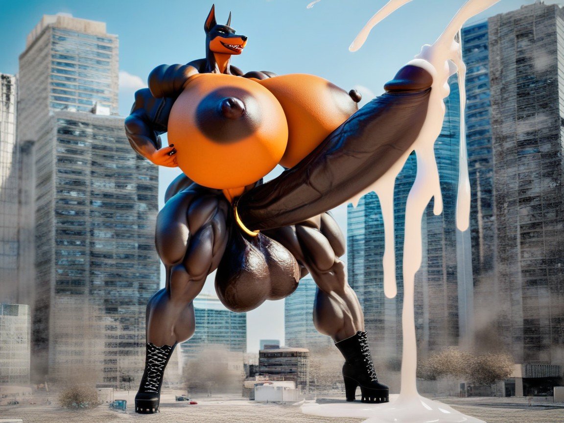 Huge Cock, Building Sized, Standing Furry AI Porn