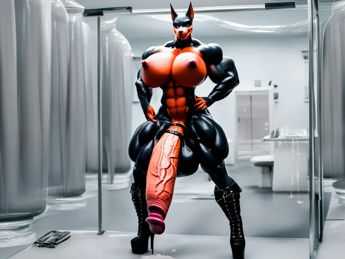 Muscle Shoulders, Ass Bigger Than Torso, Thick Cock Furry AI Porn