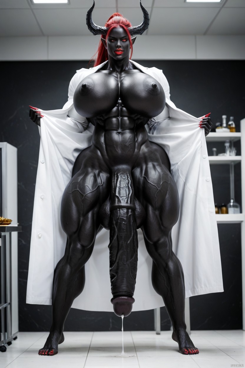 Impossibly Gigantic Black Cock, Full Body View, Devil Shemale AI Porn