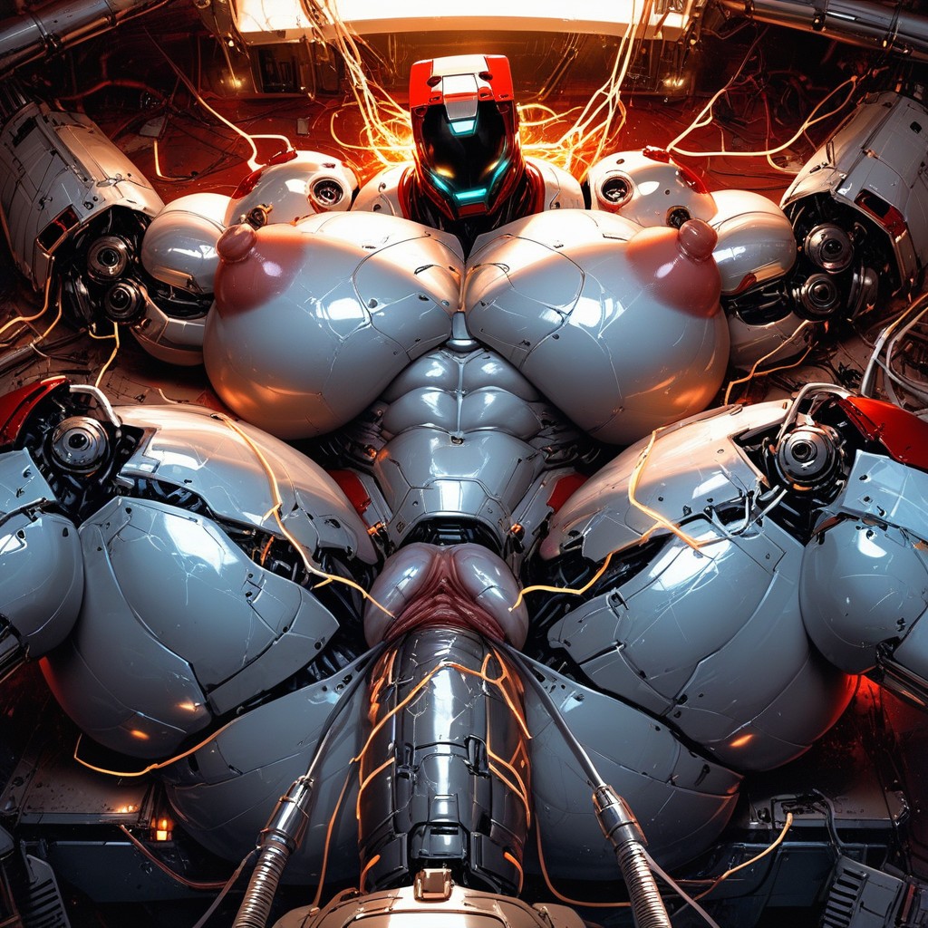 Machines Holding Legs Down, Focus On Pussy, Hyper Puffy Swollen Labia AI Porn