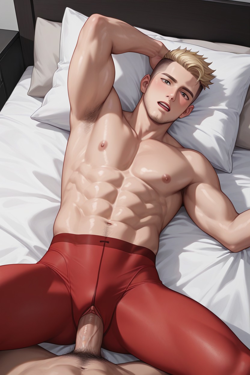 Emotionless, Bed, Light Tan Skin AI Gay Porn