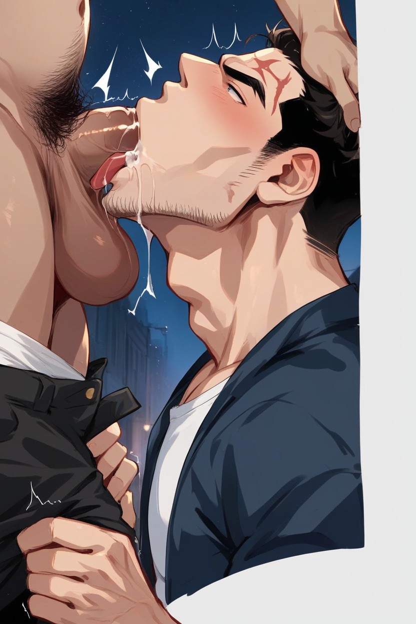 Drooling, Penis On Tongue, Blowjob AI Gay Porn