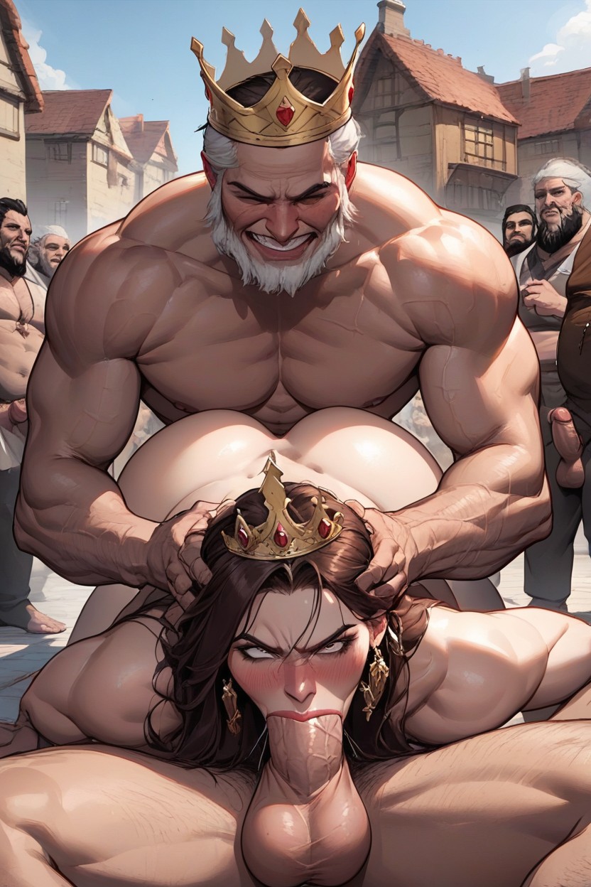 View From Behind The Man, Town Square, Barefoot AI Porn