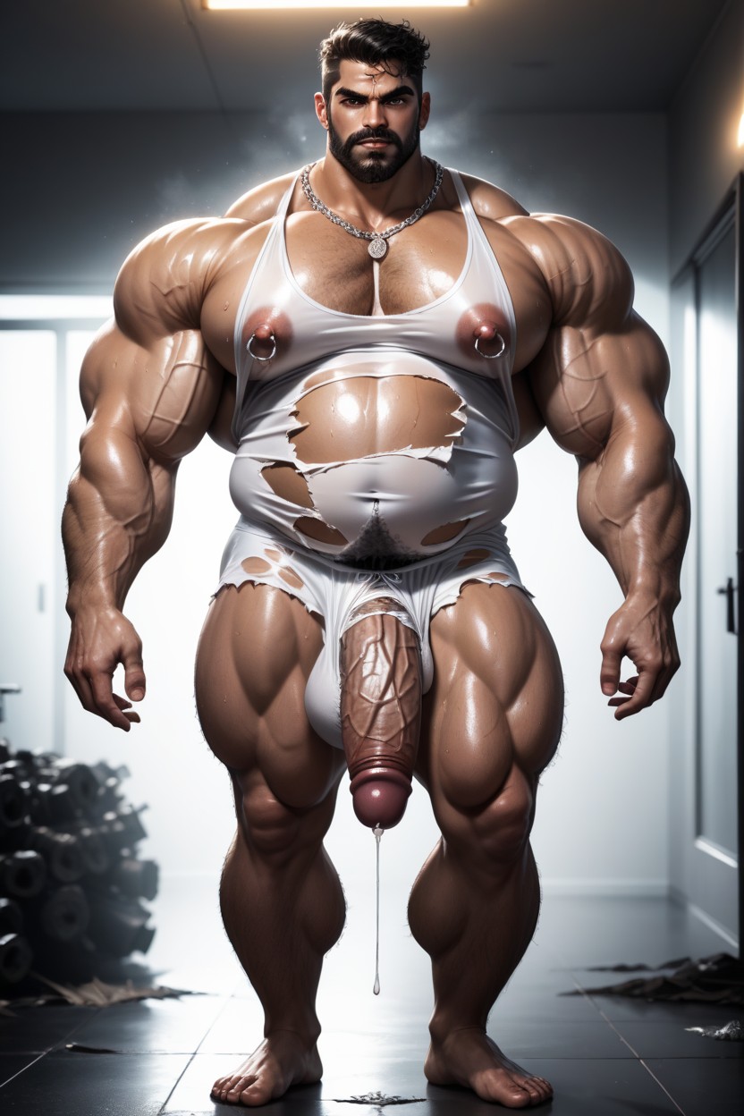 Veiny Balls, Sweaty, White Tank Top AI Gay Porn