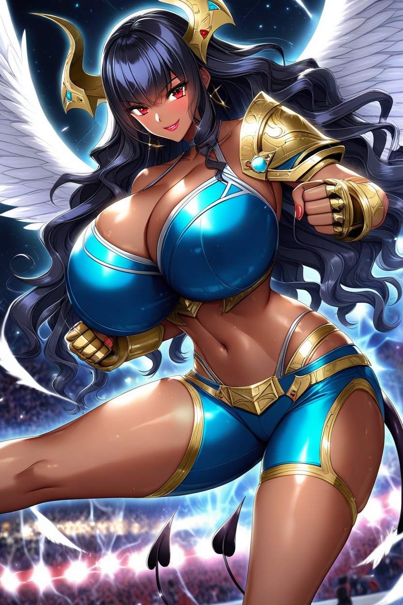 Hyper Breasts, Thick Thighs, Skin Tight Red Halterneck AI Porn