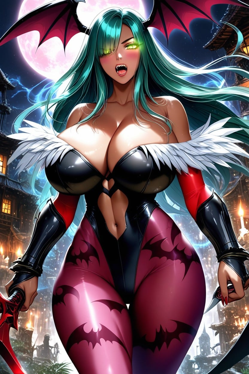 Hyper Breasts, Morrigan Aensland (darkstalkers), Dark Red Hair Hentai AI Porn