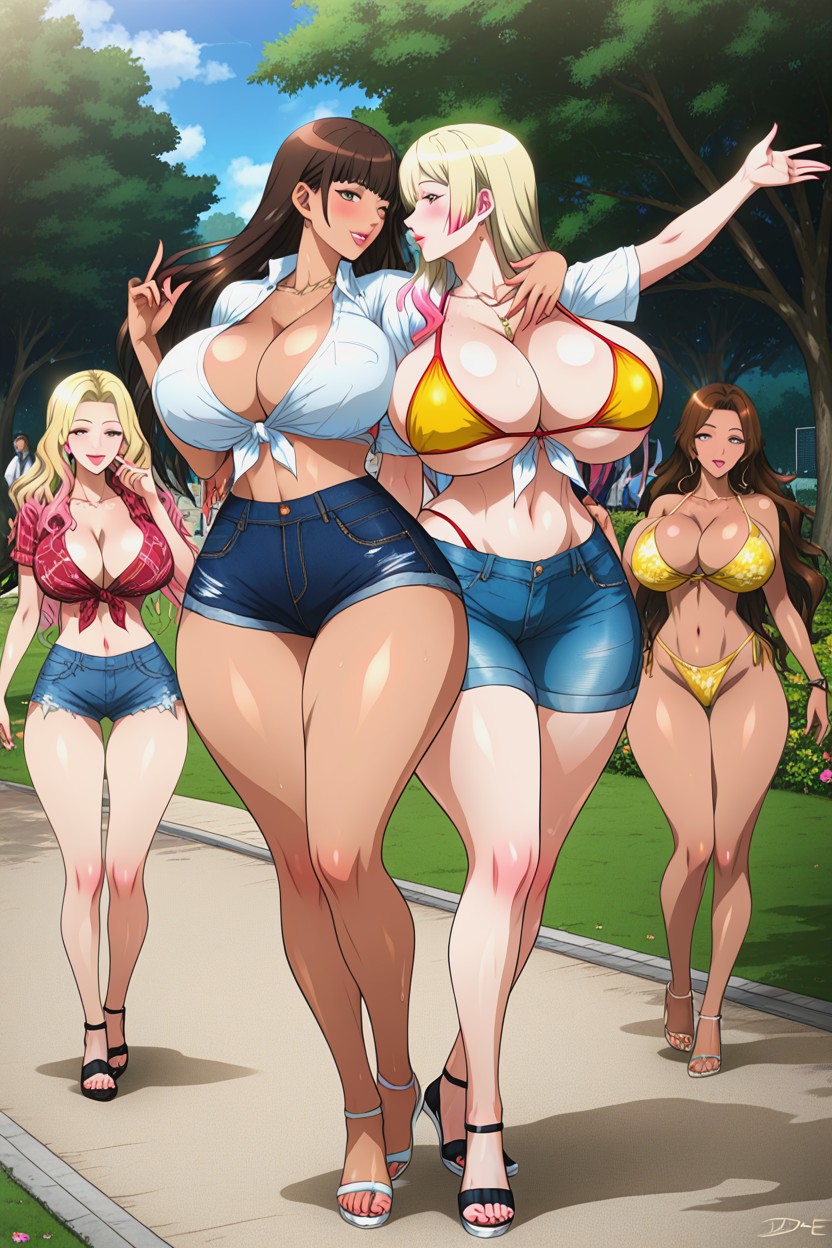 Office Shirt, Lesbian Kissing, Bouncing Breasts Hentai AI Porn