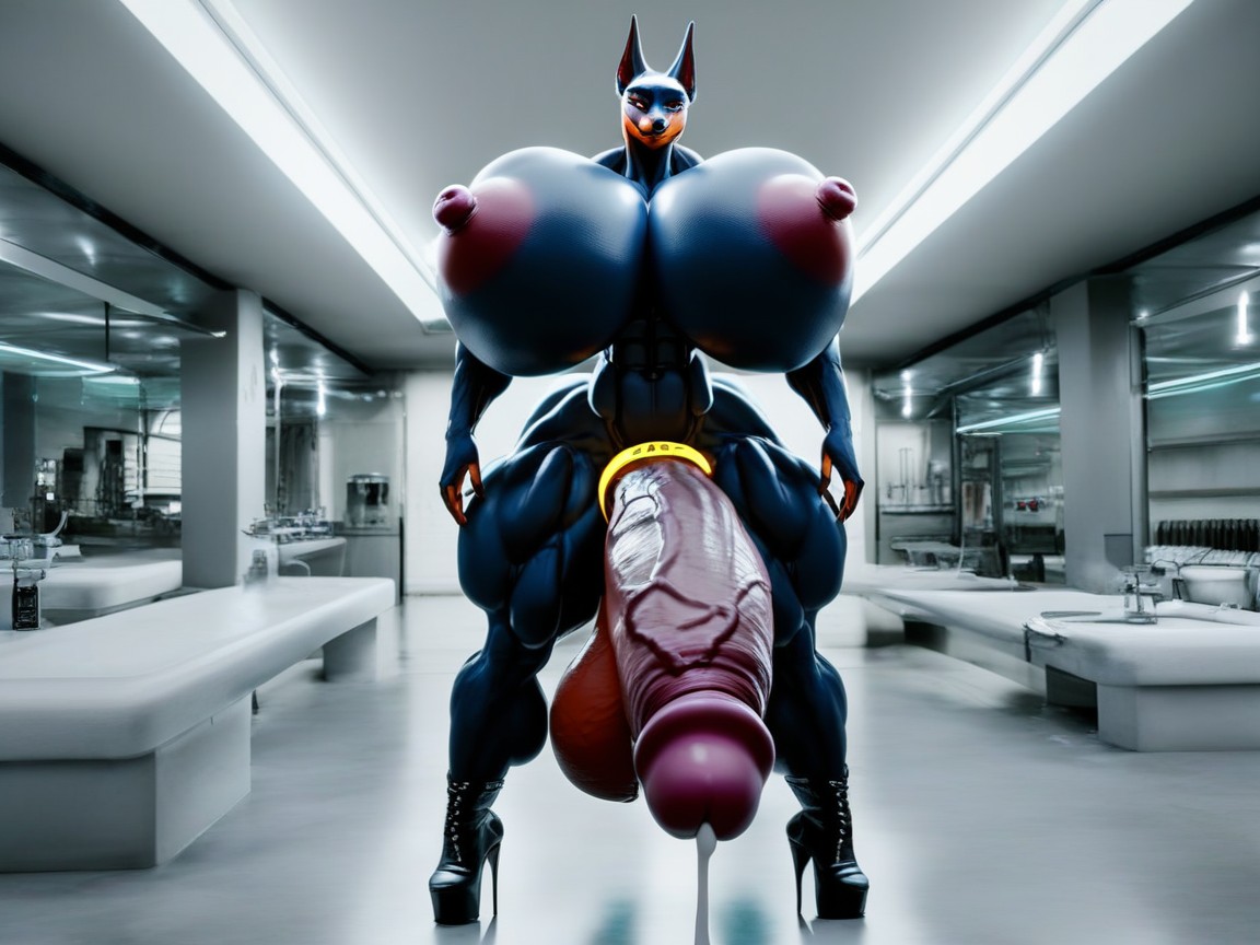 Futanari, Hyper Muscles Macro Hyper Gigantic Balls Gigantic, Massive Huge Cock Furry AI Porn
