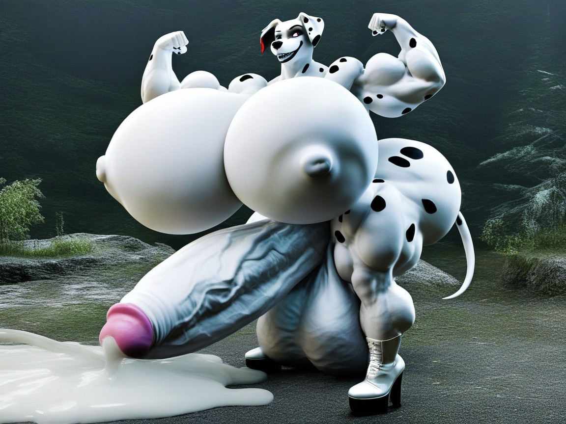 Futanari With Erect Penis, Amazon, Massive Testicles Furry AI Porn
