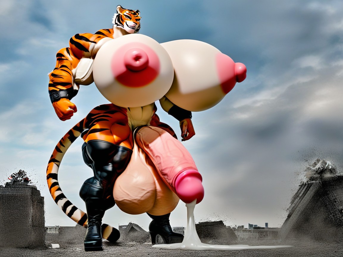 Abs, Big Boobs, Erect Penis Furry AI Porn