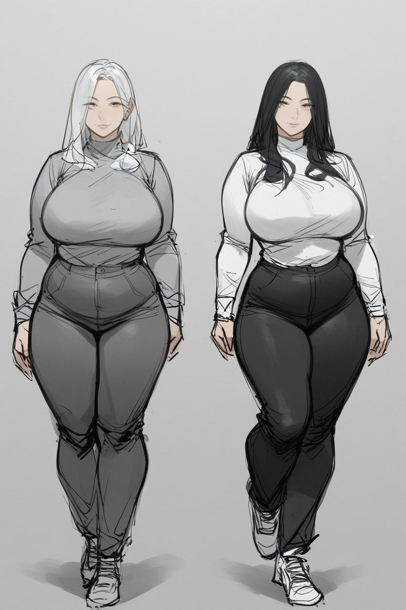 Front View, Full Body, Pencil Art Work Hentai AI Porn